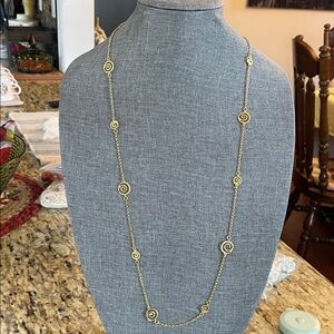 Eleganza Gold Tone Spiral Station Long Necklace - Women Jewelry Made in Italy